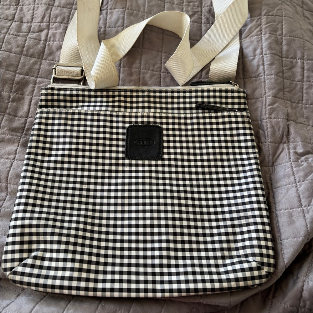 Brics gingham Black and White Checkered Crossbody Bag